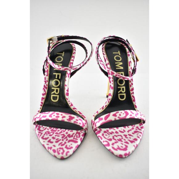 Tom Ford Padlock Pink White Animal Print Lock Ankle Strap Sandal Heel Pump 36.5 - Picture 6 of 12